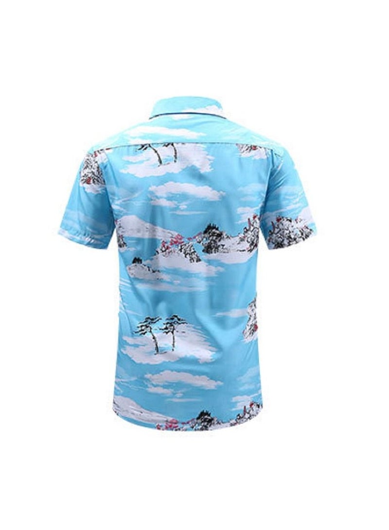 Loquat Summer Retro Printed Men's Short Sleeved Shirt  - Image 2