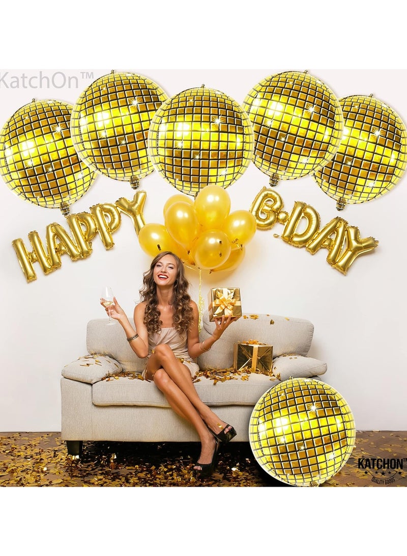 KatchOn, Big Gold Disco Ball Balloons - 22 Inch Pack of 6 | Gold Disco Party Decorations | Graduation Decorations Class of 2025 - Image 5
