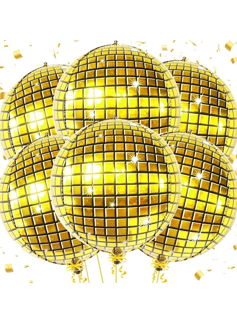 KatchOn, Big Gold Disco Ball Balloons - 22 Inch Pack of 6 | Gold Disco Party Decorations | Graduation Decorations Class of 2025 - Image 1