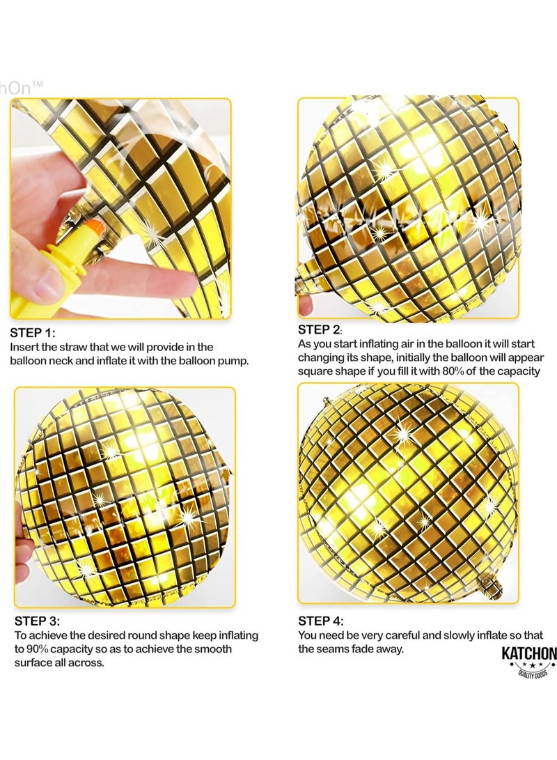 KatchOn, Big Gold Disco Ball Balloons - 22 Inch Pack of 6 | Gold Disco Party Decorations | Graduation Decorations Class of 2025 - Image 3