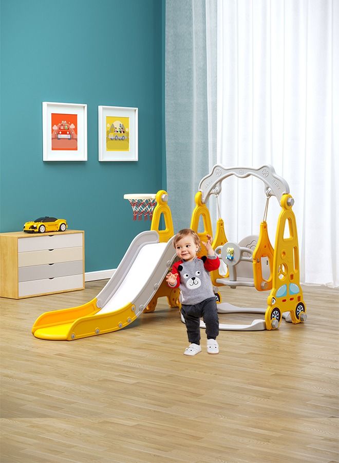 JSAITOYS Multifunction 3 In 1 Indoor Playroom Kids Slide Kindergarten Home Indoor Car Theme Slides And Swings For Babies  - Image 1