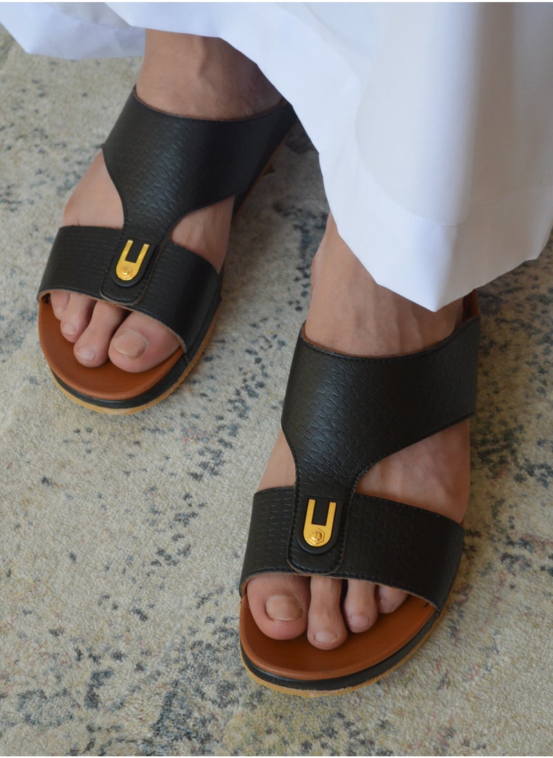 AL BAAZ - Al Baaz Black Arabic Sandals for Men - Traditional Leather Men Sandals - Image 1