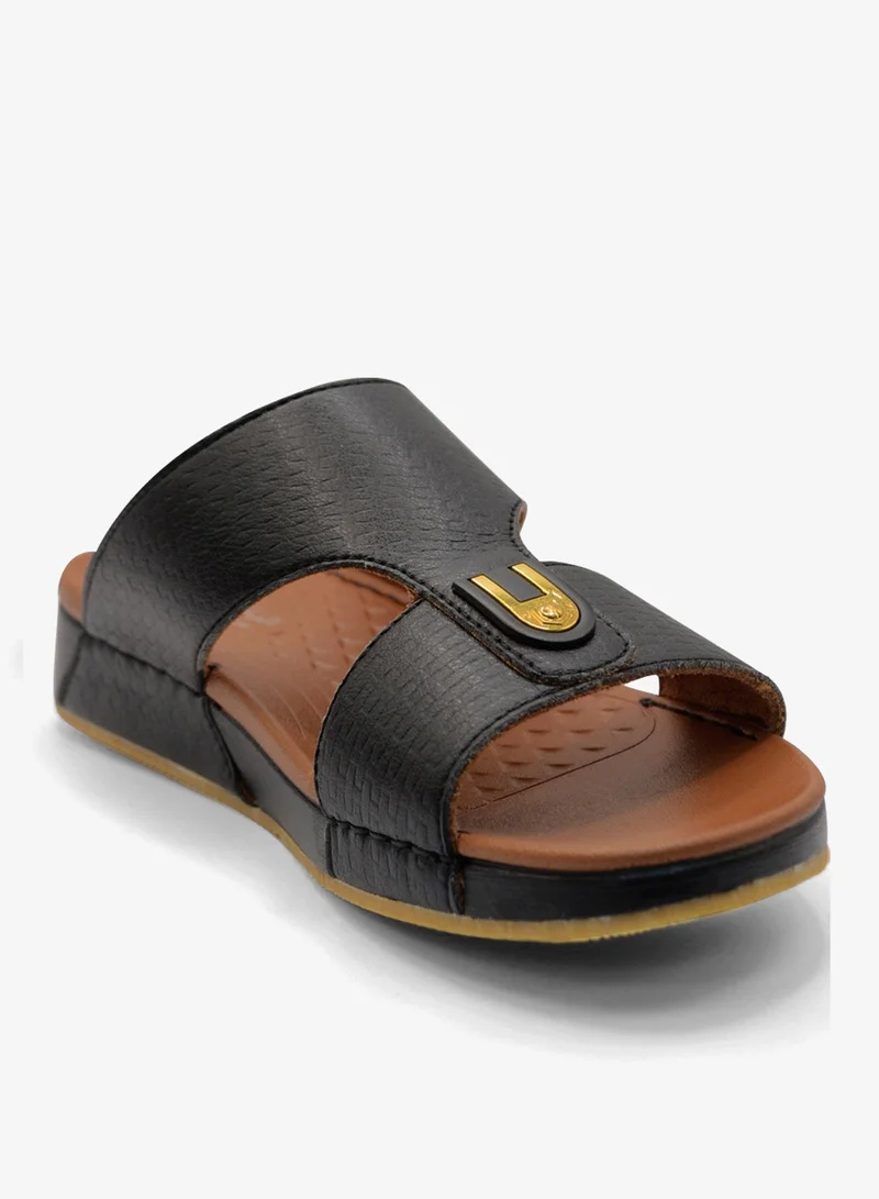 ال_باز صندل عربي أسود للرجال من الباز - صنادل جلدية للرجال - صنادل جلدية مفتوحة عند الأصابع للرجال