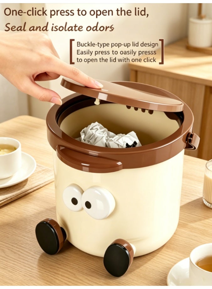 CityRiya-Long Small Tabletop Trash Can with Press Lid & Handle, Leak-Proof & Odor-Blocking Cute Mini Waste Bin for Home, Office, Desk, Bathroom, Kid’s Room, Lightweight & Portable (ZP-3990) - Image 1