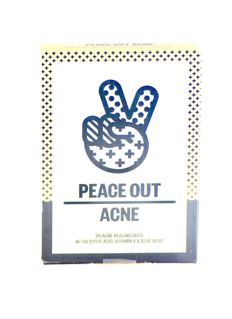 Peace Out Acne 20 Acne Healing Dots  Patches with Hydrocolloid Salicylic Aloe Vera and Vitamin A Pimple Spot Treatment for Face Acne Zit Patch