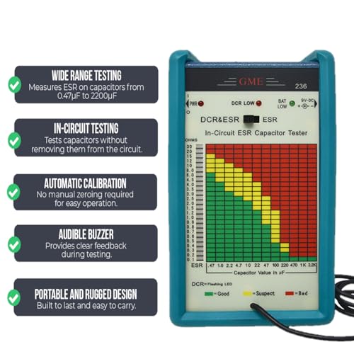GME Professional in-Circuit ESR Capacitor Tester, Capacitance ESR Meter, Designed and Engineered in The USA - Image 4