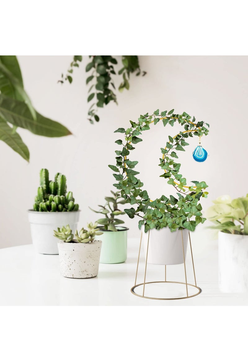 SOLARAE Small Metal Trellis for Potted Plants, 2 Pcs Gold Moon Trellis, Mini Trellis for Potted Plants Support with 10 Ties and 2 Random Pendant, Metal Plant Trelli for Potted Plant Hoya Pothos Flower - Image 5