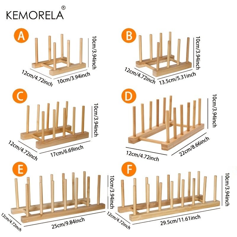 KEMORELA Bamboo Wooden Dish Racks Plate Stand Holder Vertical Drainer Kitchen Cabinet Organizer for Dish, Pots, Lids, Bowls, Cups, And Cutting Boards And Books - Image 3
