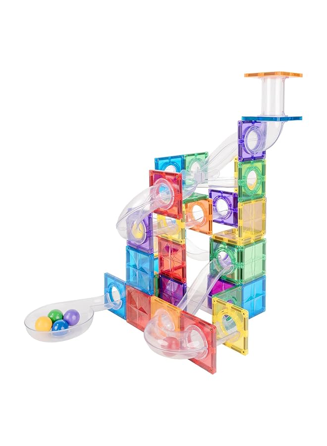 زيريفام مكعبات بناء مغناطيسية، بلاط مغناطيسي، مسار سباق الرخام، مكعبات بناء مغناطيسية، مجموعة مكعبات بناء ثلاثية الأبعاد، بناء تعليمي إبداعي، هدايا تعليمية للأطفال من سن 3 سنوات فما فوق (100 قطعة) - Image 1