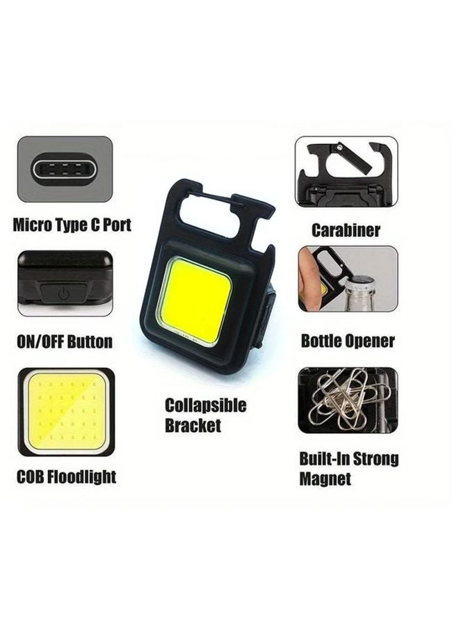 2pcs Black Mini Keychain Work Lights Multi Functional Portable LED - Image 4