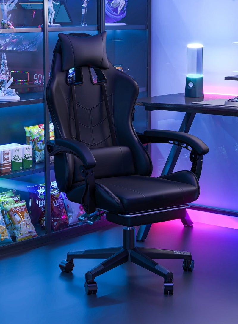 JANTENS Gaming Chair For Home and Office Ergonomic Chair for Adults High Back Reclining Function Computer Office PC Leather Chair Height and Angle Adjustable Neck and Lumbar Support Video Game Chair - Image 1