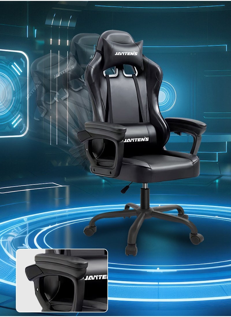 JANTENS - Gaming Chair For Home and Office Ergonomic Chair for Adults High Back Reclining Function Computer Office PC Leather Chair Height and Angle Adjustable Neck and Lumbar Support Video Game Chair - Image 1