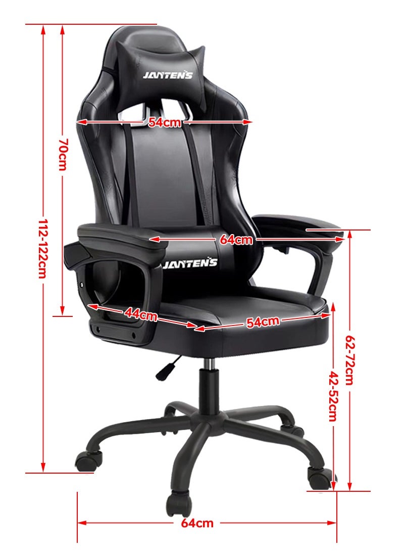 JANTENS - Gaming Chair For Home and Office Ergonomic Chair for Adults High Back Reclining Function Computer Office PC Leather Chair Height and Angle Adjustable Neck and Lumbar Support Video Game Chair - Image 1