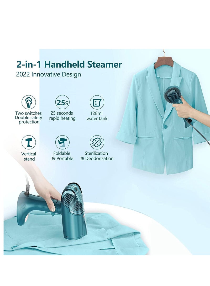 Portable Clothes Steamer Iron,Foldable Handheld Clothing Clothes Steamer, Travel Steamer with Fast Heat up in 25s and Auto Shut Off, Portable Mini Fabric Steam Iron for Home  - Image 2