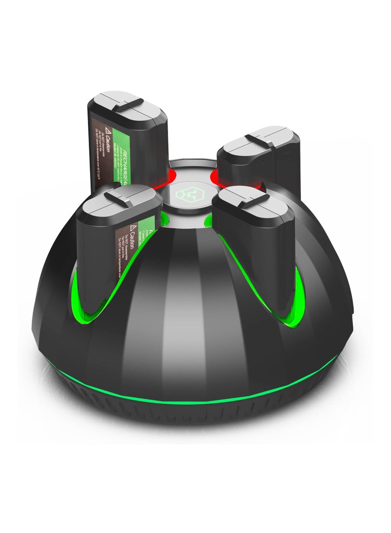 SYOSI 4 x 1300mAh Rechargeable Controller Battery Packs Compatible with Xbox Series X/Xbox Series S/Xbox One/Xbox One S/X/Elite Controller, 4 Slot Battery Station and Charging Station for Controllers - Image 1