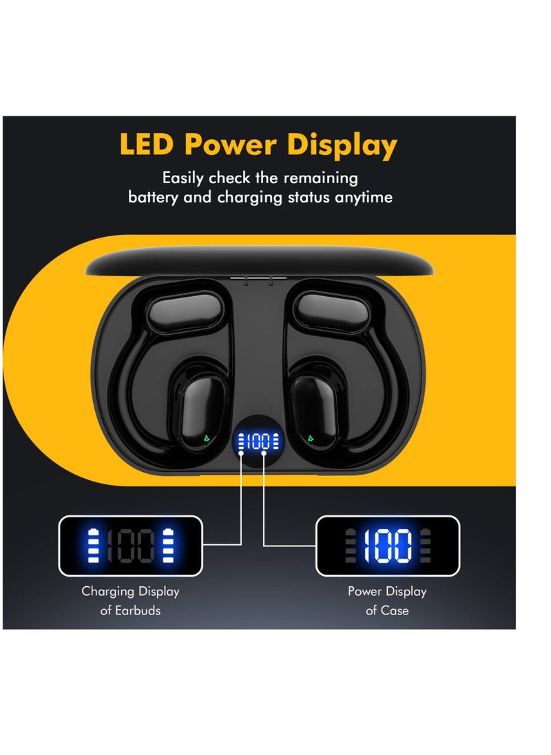 Excefore - Wireless Earbuds Bluetooth Earphones, with Wireless Charging Case, Bone-conduction Over-Ear Headphones with Earhooks, Built in Noise Cancellation Mic, IP5 Waterproof for Sports Running - Image 1