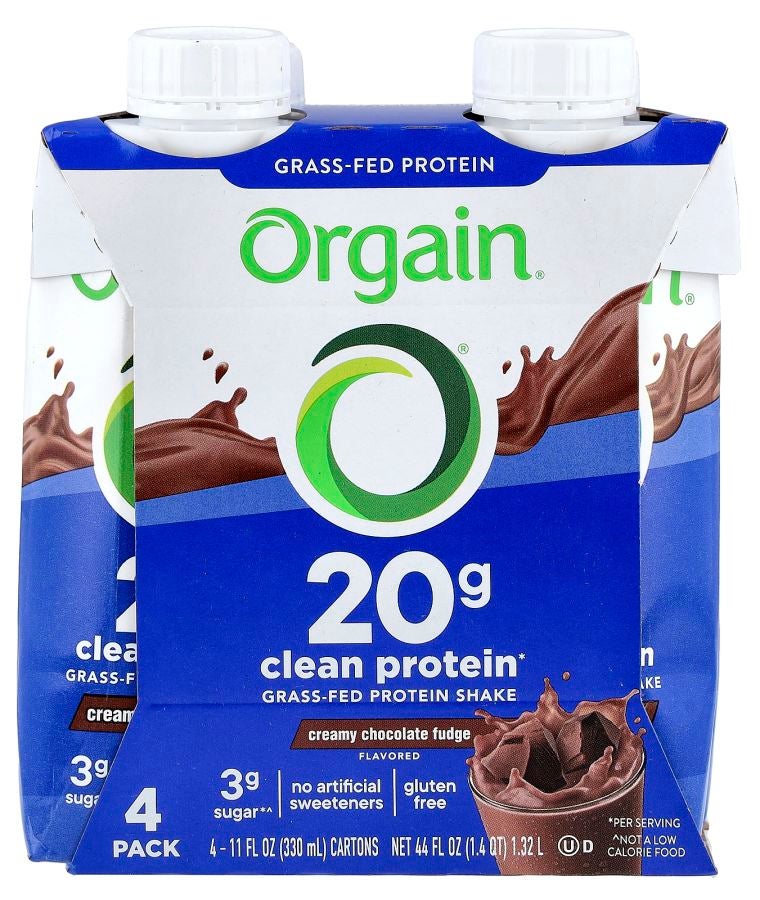 Clean Grass-Fed Protein Shake Creamy Chocolate Fudge 4 Pack 11 fl oz (330 ml) Each