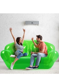 SYOSI Transparent Clear Inflatable Sofa Seat Double Person Blow up Chair Portable Inflatable Couch Air Couch for Swimming Pool Camping Outdoor Beach Room 100% Waterproof and Holds 550lbs Green  - Image 5