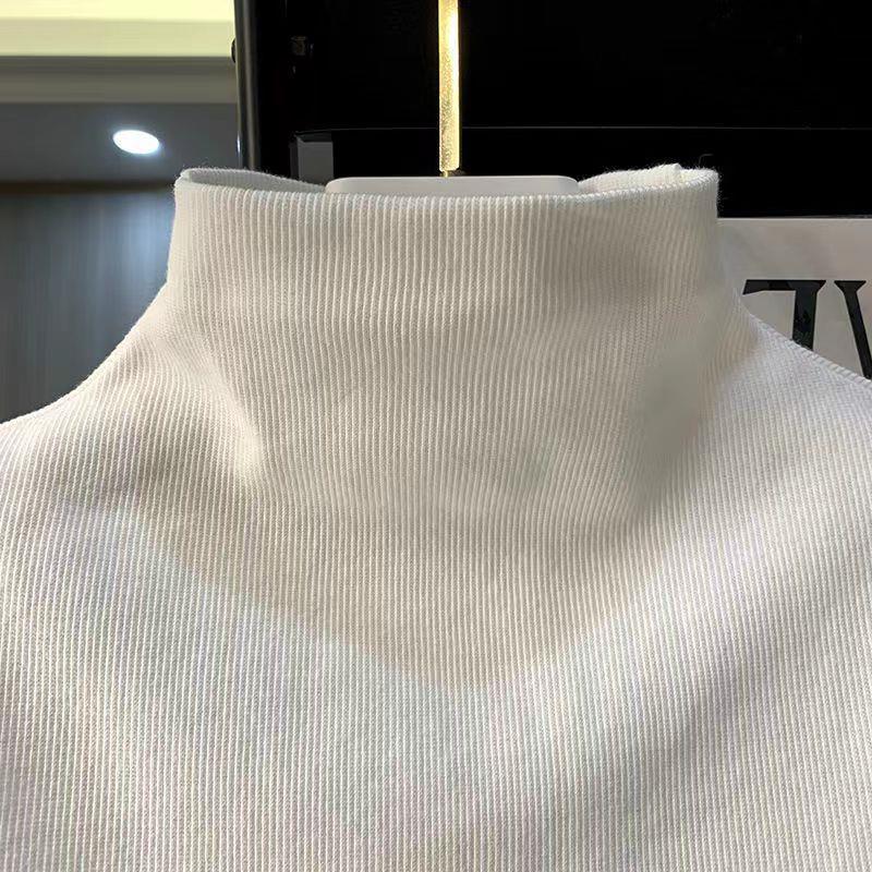 Chanel Style Half-High Collar Short-Sleeved T-Shirt Women'S 2024 Slim-Fit Slimming Vertical Collar Short Top Ins Trendy - Image 3