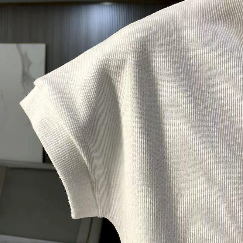 Chanel Style Half-High Collar Short-Sleeved T-Shirt Women'S 2024 Slim-Fit Slimming Vertical Collar Short Top Ins Trendy - Image 5