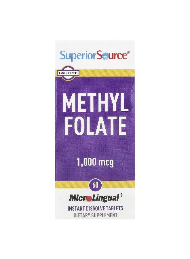 Superior Source, Methyl Folate, 1,000 mcg, 60 Instant Dissolve Tablets - Image 1