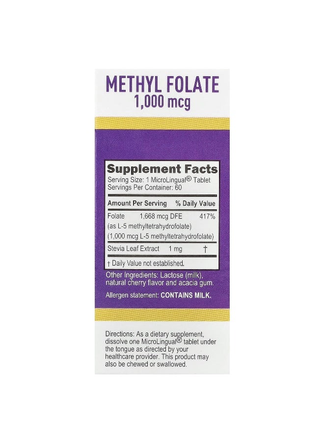 Superior Source, Methyl Folate, 1,000 mcg, 60 Instant Dissolve Tablets - Image 2