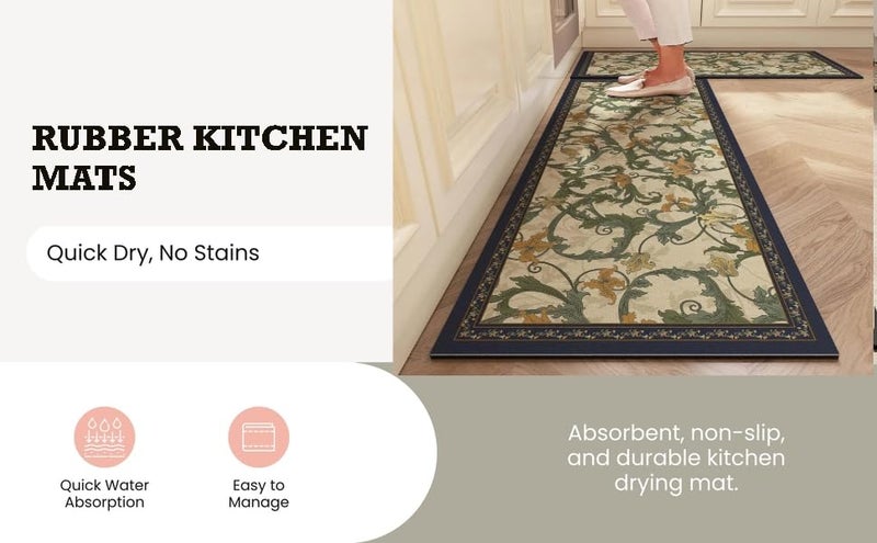 Proxin Anti Fatigue Kitchen Rug Sets 2 Piece Non Slip Kitchen Mats for Floor Cushioned Kitchen Rugs & Mats Waterproof Comfort Standing Mat Runner for Kitchen,Home Office,Sink,Laundry - Image 3