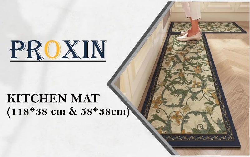 Proxin Anti Fatigue Kitchen Rug Sets 2 Piece Non Slip Kitchen Mats for Floor Cushioned Kitchen Rugs & Mats Waterproof Comfort Standing Mat Runner for Kitchen,Home Office,Sink,Laundry - Image 2
