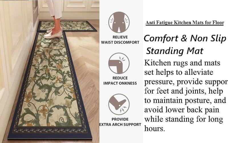 Proxin Anti Fatigue Kitchen Rug Sets 2 Piece Non Slip Kitchen Mats for Floor Cushioned Kitchen Rugs & Mats Waterproof Comfort Standing Mat Runner for Kitchen,Home Office,Sink,Laundry - Image 5