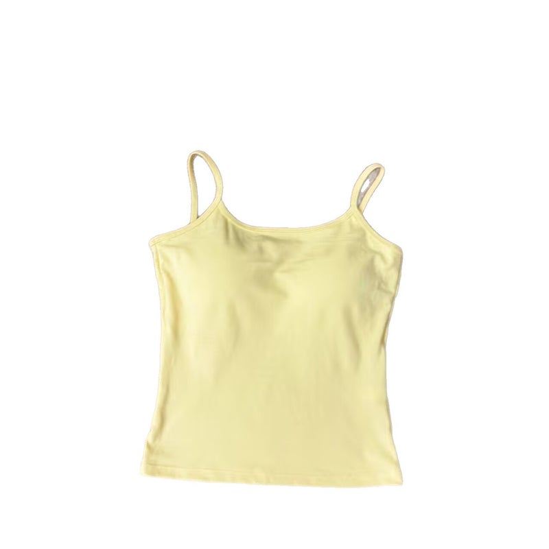 Women's Slim Fit Cotton Camisole with Built-in Pads, Short Length Summer Top - Image 5