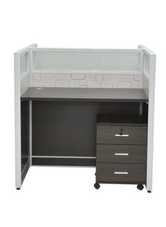 KARNAK Modern 2-Person Workstation Desk With Table Top Screen Divider For Office, Living room, Hotel, Premium Quality H-322-Coffee-Color L110x W1126xH110cm  - Image 2