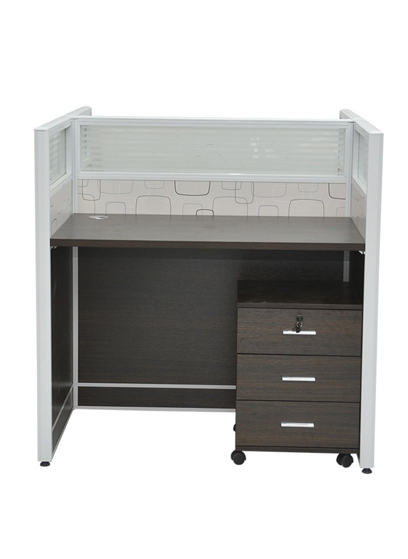 KARNAK - Modern 2-Person Workstation Desk With Table Top Screen Divider For Office, Living room, Hotel, Premium Quality H-322-Coffee-Color L110x W1126xH110cm - Image 1