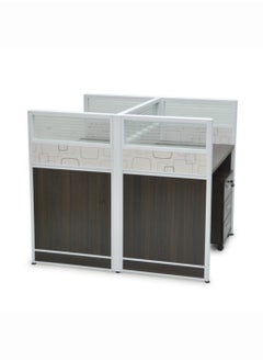 KARNAK Modern 2-Person Workstation Desk With Table Top Screen Divider For Office, Living room, Hotel, Premium Quality H-322-Coffee-Color L110x W1126xH110cm  - Image 3