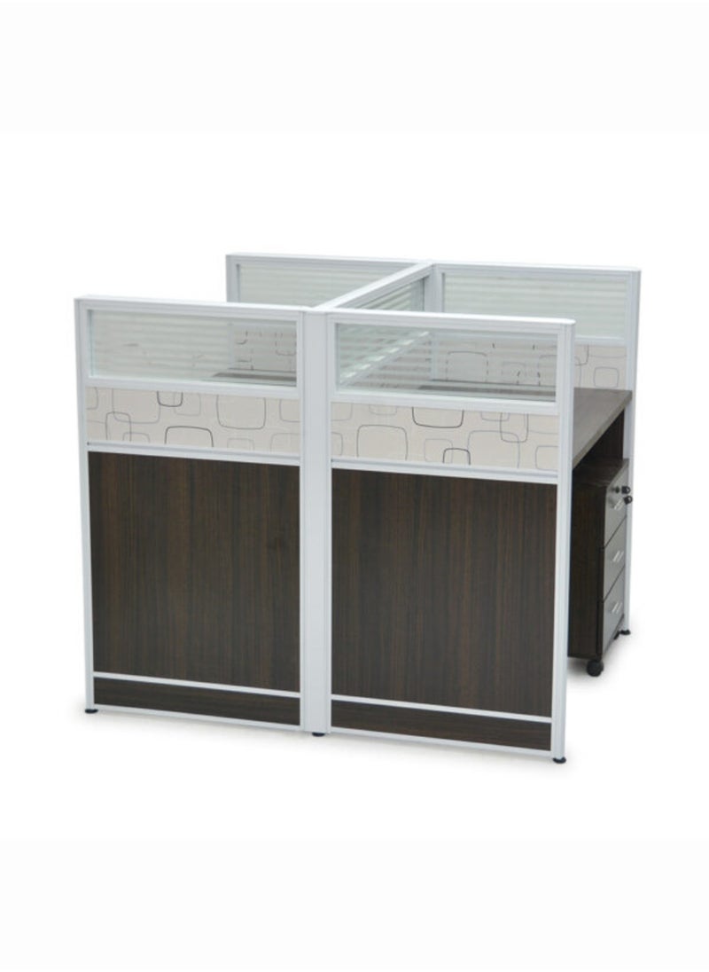 KARNAK - Modern 2-Person Workstation Desk With Table Top Screen Divider For Office, Living room, Hotel, Premium Quality H-322-Coffee-Color L110x W1126xH110cm - Image 1