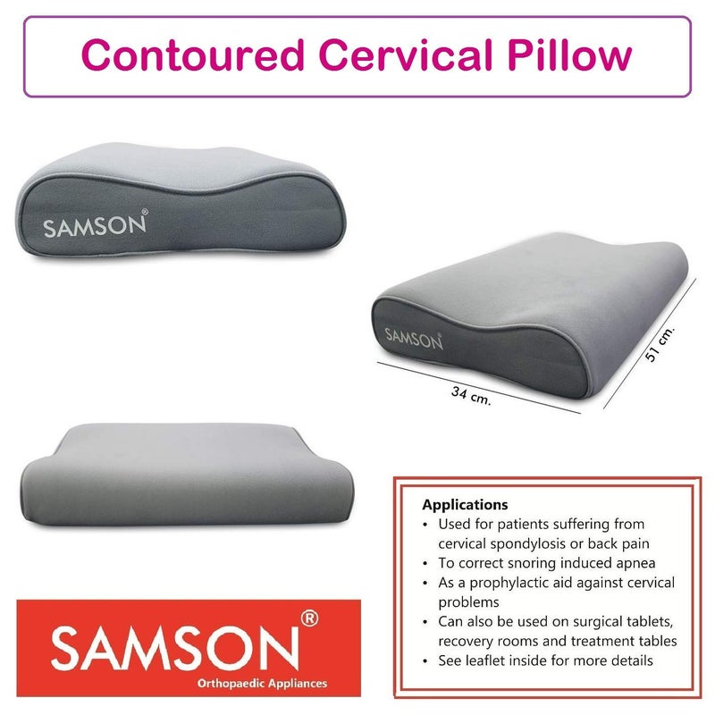 Samson وسادة سامسون الطبية المنحنية لدعم الرقبة والظهر - مصممة بشكل مريح، رغوة PU عالية الكثافة، شعور ناعم ومريح ومظهر فخم (20 بوصة طول x 13 بوصة عرض x 5 بوصة ارتفاع) (عالمي) - Image 4