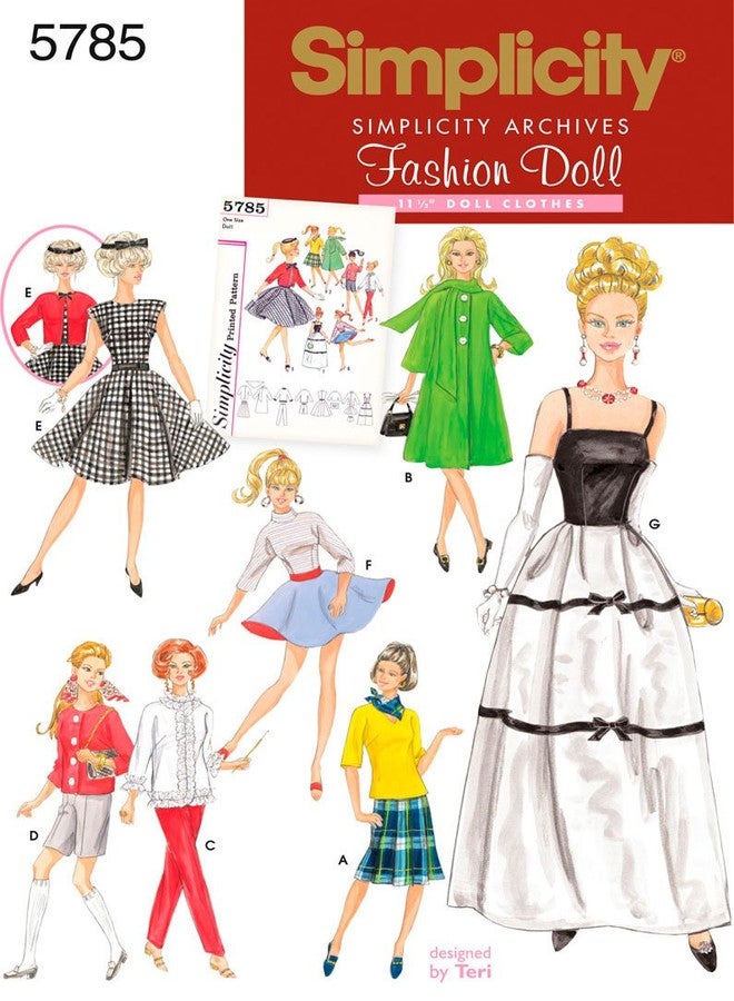 Simplicity Vintage Fashion Doll Clothing Outfits Sewing Patterns for 11.5'' Dolls - Image 1