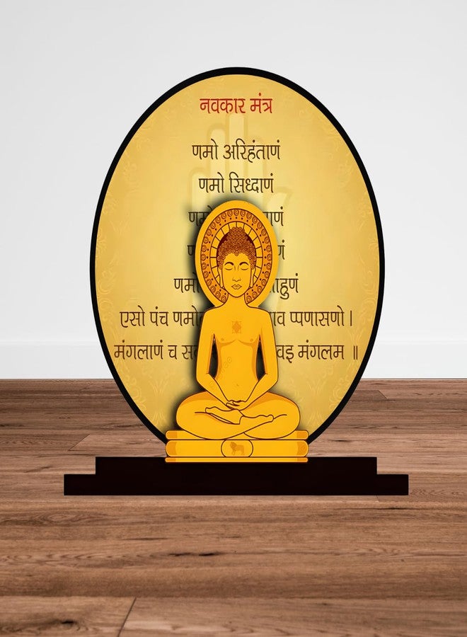 GIFTODAY Mahaveer Jain Swami Idol for Car Dashbord Accessories Murti Statue for Home Decor, Pooja Room, Office Desk, Study Table Showpiece Gift Item (Wooden, Multicolor, 5cm x 4cm) - Image 3