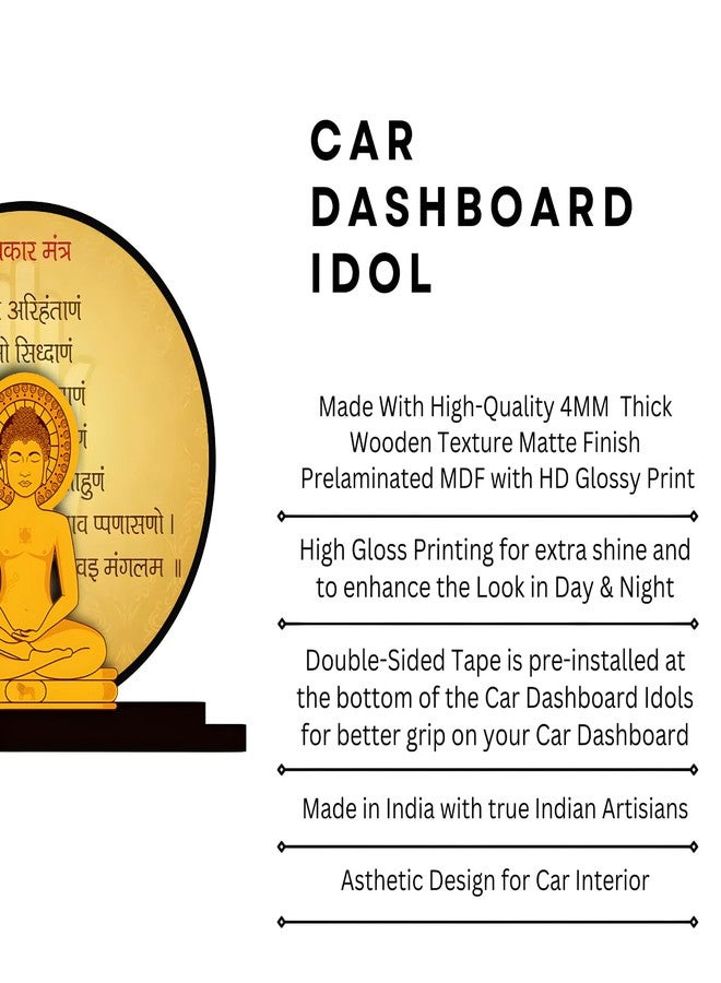 GIFTODAY Mahaveer Jain Swami Idol for Car Dashbord Accessories Murti Statue for Home Decor, Pooja Room, Office Desk, Study Table Showpiece Gift Item (Wooden, Multicolor, 5cm x 4cm) - Image 2