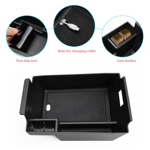 MARCHFA Center Console Organizer Compatible for 2020-2023 2024 2025 Benz GLE 350 450 W167 53 AMG Accessories Armrest Tray Organizer Insert Storage Box for GLS 450 2020 2021 2022 (Black) - Image 4