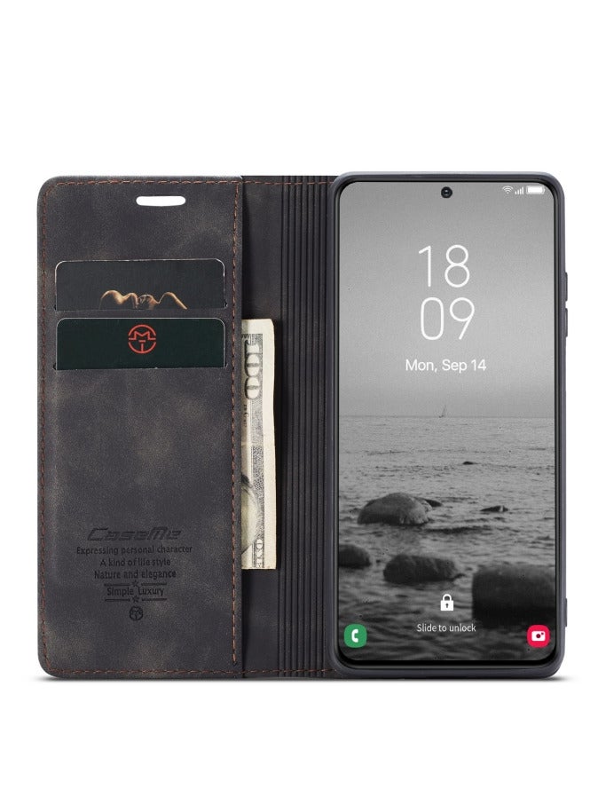 CaseMe Samsung Galaxy S23 plus Case Wallet, for Samsung Galaxy S23 plus Wallet Case Book Folding Flip Folio Case with Magnetic Kickstand Card Slots Protective Cover - Black - Image 5