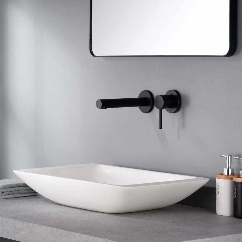 SUMERAIN Matte Black Wall Mount Bathroom Sink Faucet Modern Lavatory Vessel Faucet Single Handle - Image 2