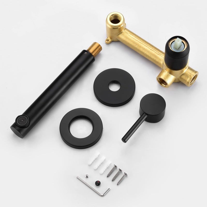 SUMERAIN Matte Black Wall Mount Bathroom Sink Faucet Modern Lavatory Vessel Faucet Single Handle - Image 5