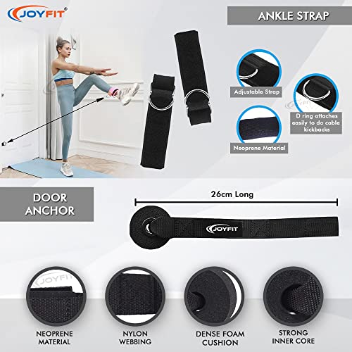 JoyFit Resistance tube set [12 Pcs] - With 5 toning tubes Tubes stackable up to 150lbs, 1Door Anchor 2 Foam Handles & 2 Ankle Straps. Exercise Bands for Men & Women with Workout Chart & Carry Bag - Image 3
