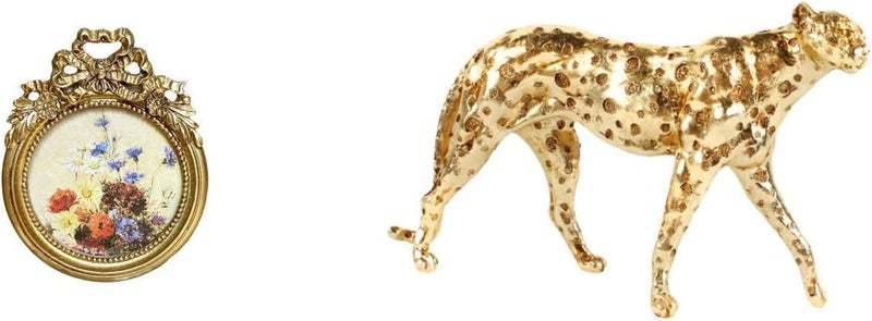 Baoblaze Vintage Ornate Round Photo Frame with Gold Cheetah Animal Sculpture European Decorative Tabletop Centerpiece for Wedding Gift and Home Office Decor - Image 5