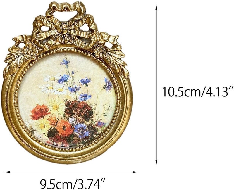 Baoblaze Vintage Ornate Round Photo Frame with Gold Cheetah Animal Sculpture European Decorative Tabletop Centerpiece for Wedding Gift and Home Office Decor - Image 3
