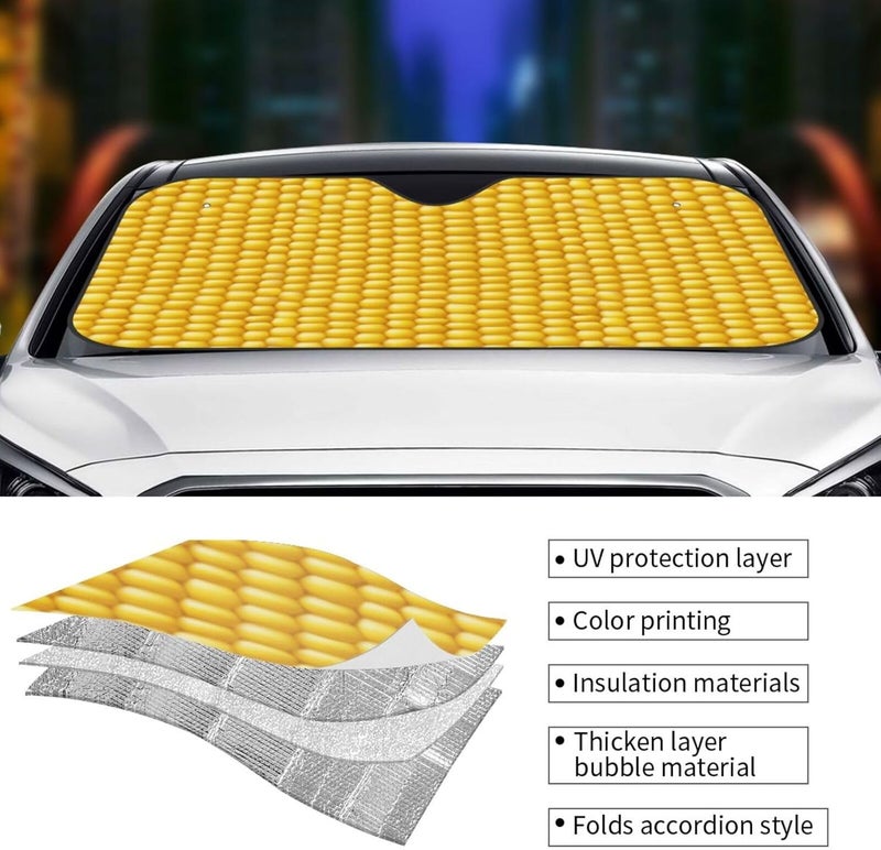 Corn Cob Background Car Windshield Sun Shade, Keeps Interior Cool, Foldable Sun Visor Protector, Fits Cars Trucks SUVs Small - Image 5