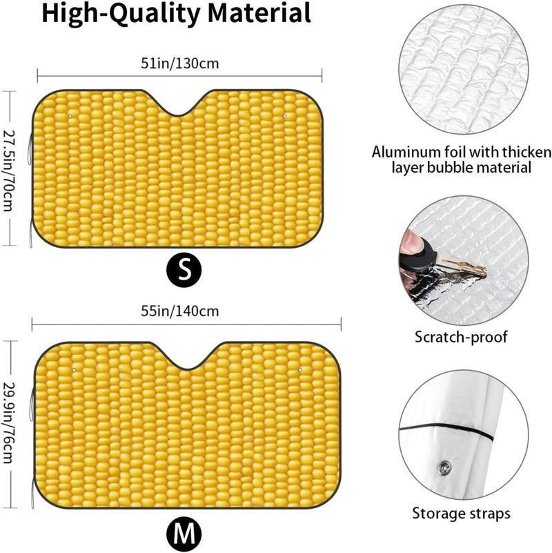 Corn Cob Background Car Windshield Sun Shade, Keeps Interior Cool, Foldable Sun Visor Protector, Fits Cars Trucks SUVs Small - Image 4