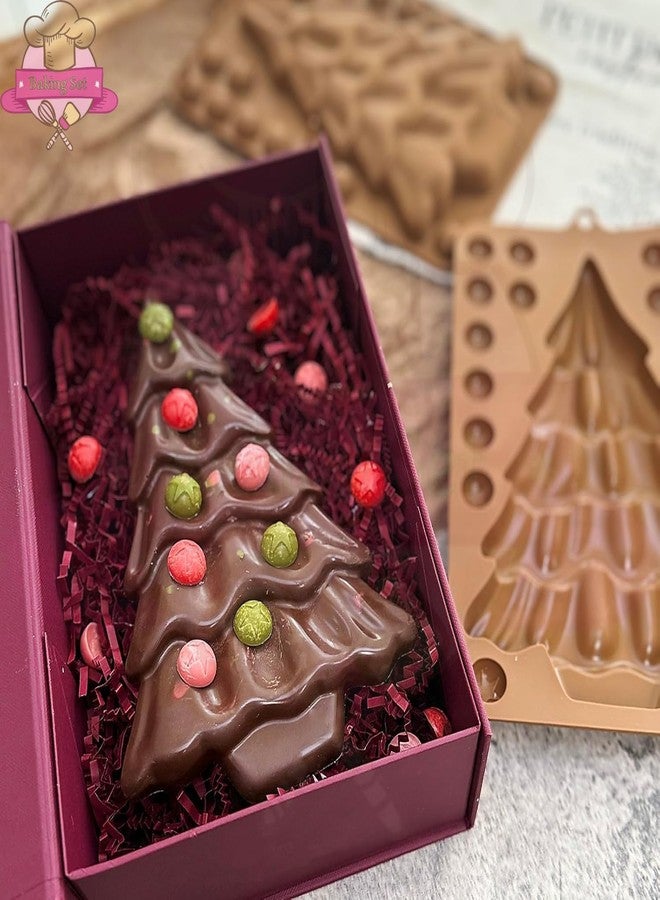 BAKING SET مجموعة خبز، قالب سيليكون ثلاثي الأبعاد على شكل شجرة عيد الميلاد، قالب شجرة صنوبر قابل لإعادة الاستخدام للخبز، والحرف اليدوية الراتنجية، والحلوى، والصابون، وزينة المهرجانات، حجم كبير - Image 5