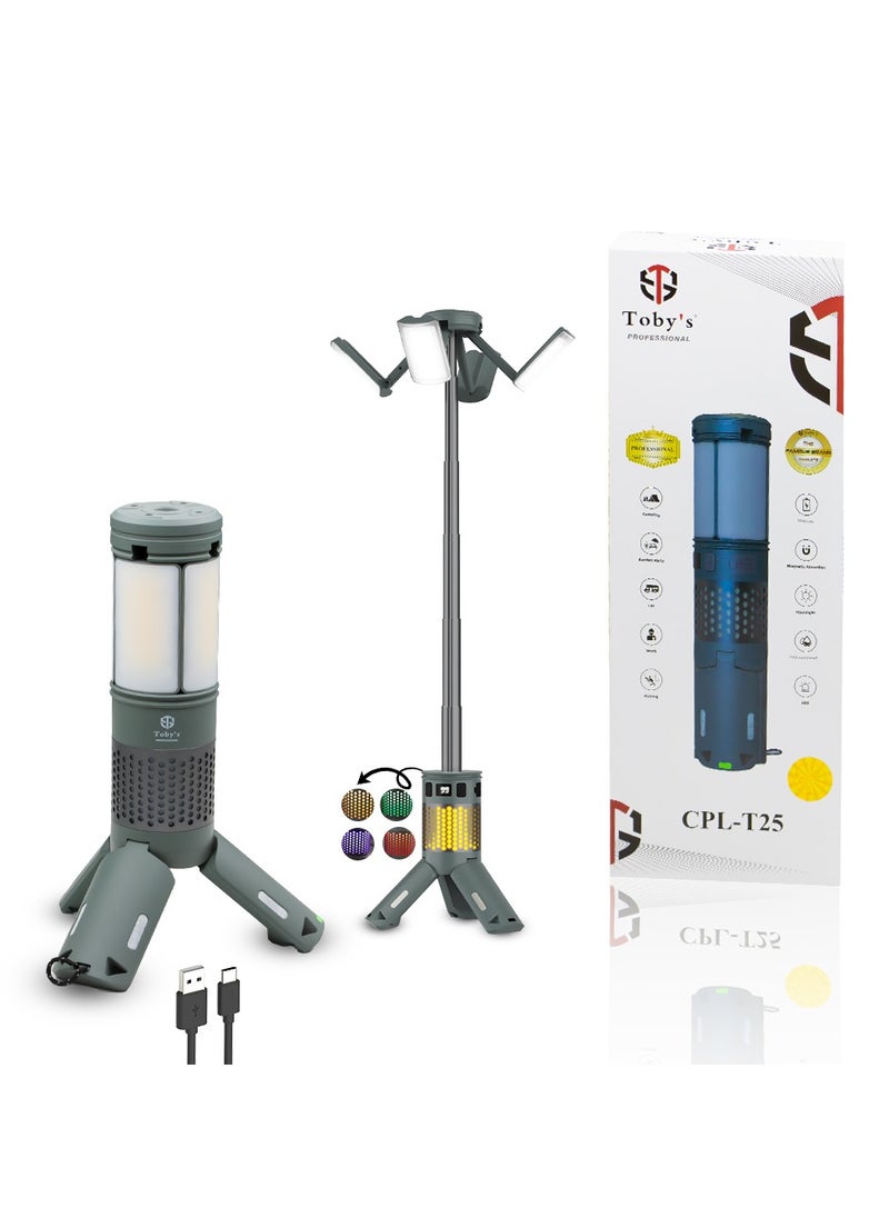 Toby's Toby's New CPL-T25 Telescopic Camping Lights Rechargeable 7800mAh, LED Collapsible Camping Lantern Portable with RGB/SOS Light and IPX4 Waterproof for Hiking Camping Emergency  - Image 1