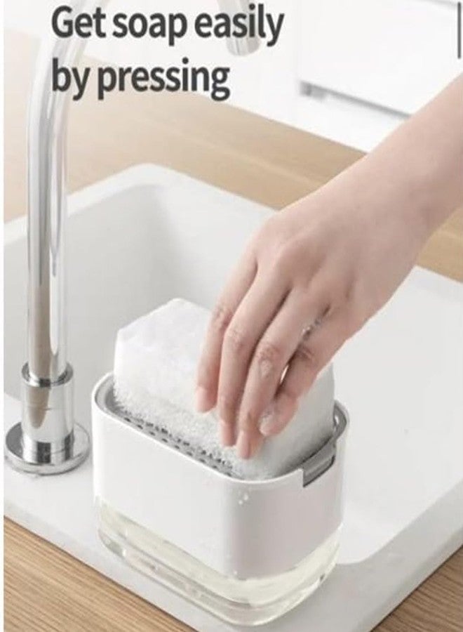 BENAVJI Outdoor Living 2-in-1 Dish Soap Dispenser with Sponge Holder - Press Down Liquid Soap Pump Dispenser for Kitchen Sink, Easy One-Handed Use Pack of 2 - Image 5